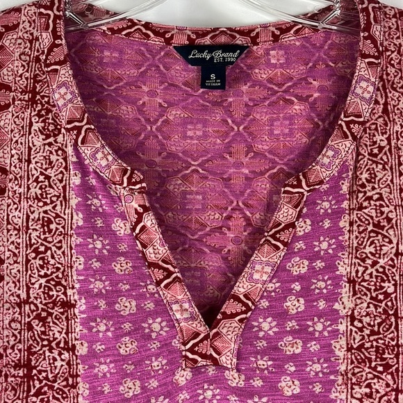 Lucky brand boho print long sleeve top Sz S - Picture 3 of 10
